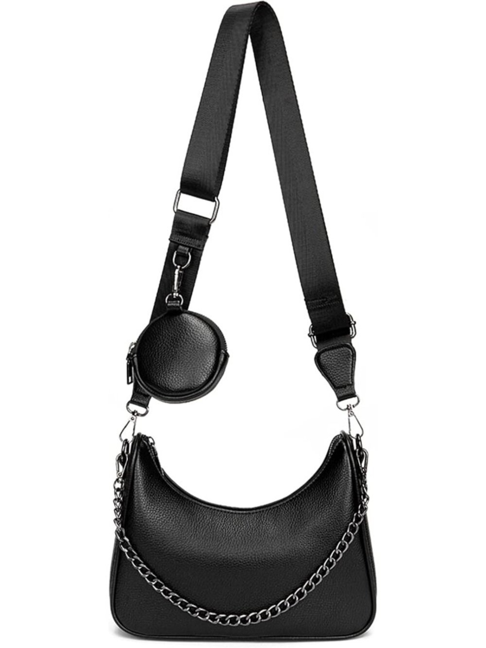 Stylish Women’s PU Hobo Crossbody Bag with Coin Purse & 2 Straps - Versatile!